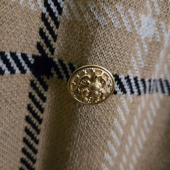 Anne Klein Neutral Tan Plaid Open Front Sweater Blazer Size S - Picture 3 of 6